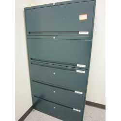 Office Specialty Teal 5 Drawer Lateral File Cabinet, Locking Office Specialty Teal 5 Drawer Lateral File Cabinet, Locking